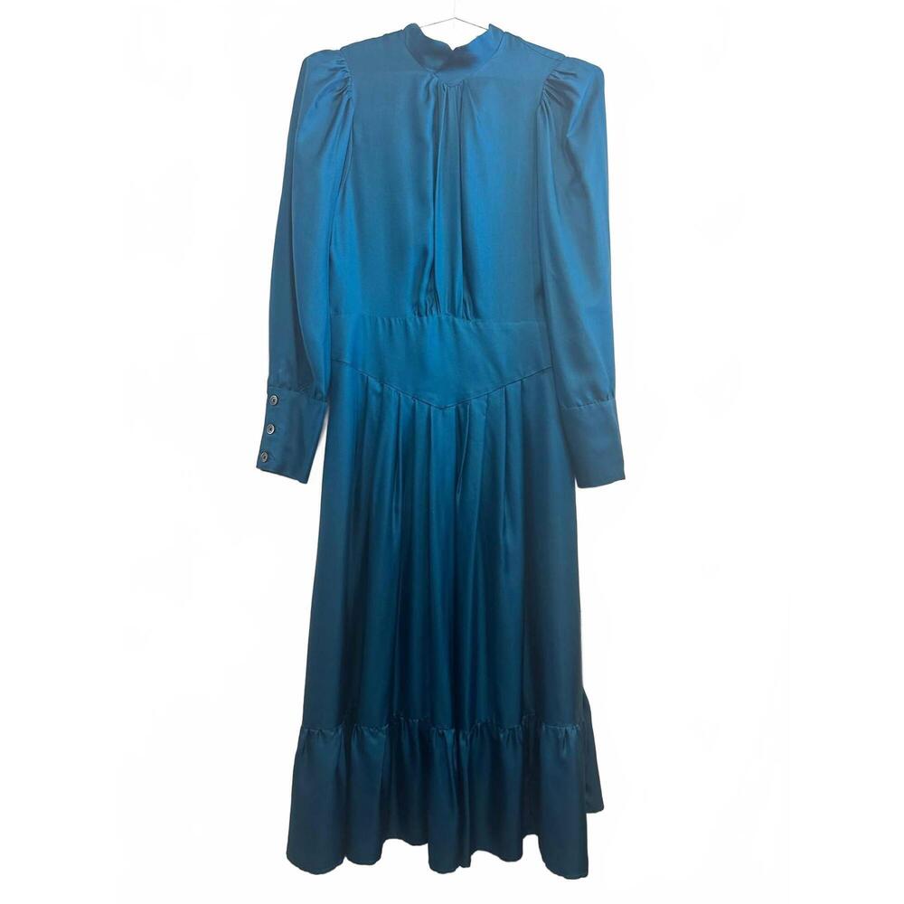 NEW LA PRESTIC OUISTON women's princesse midi dress in peacock
